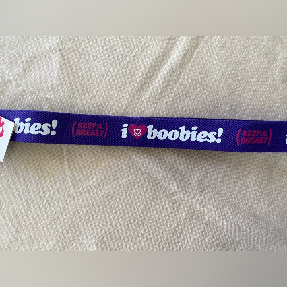 Keep A Breast Cancer Support Purple I Love Boobies Belt Unisex Novelty Y2K OSFM - Picture 2 of 6